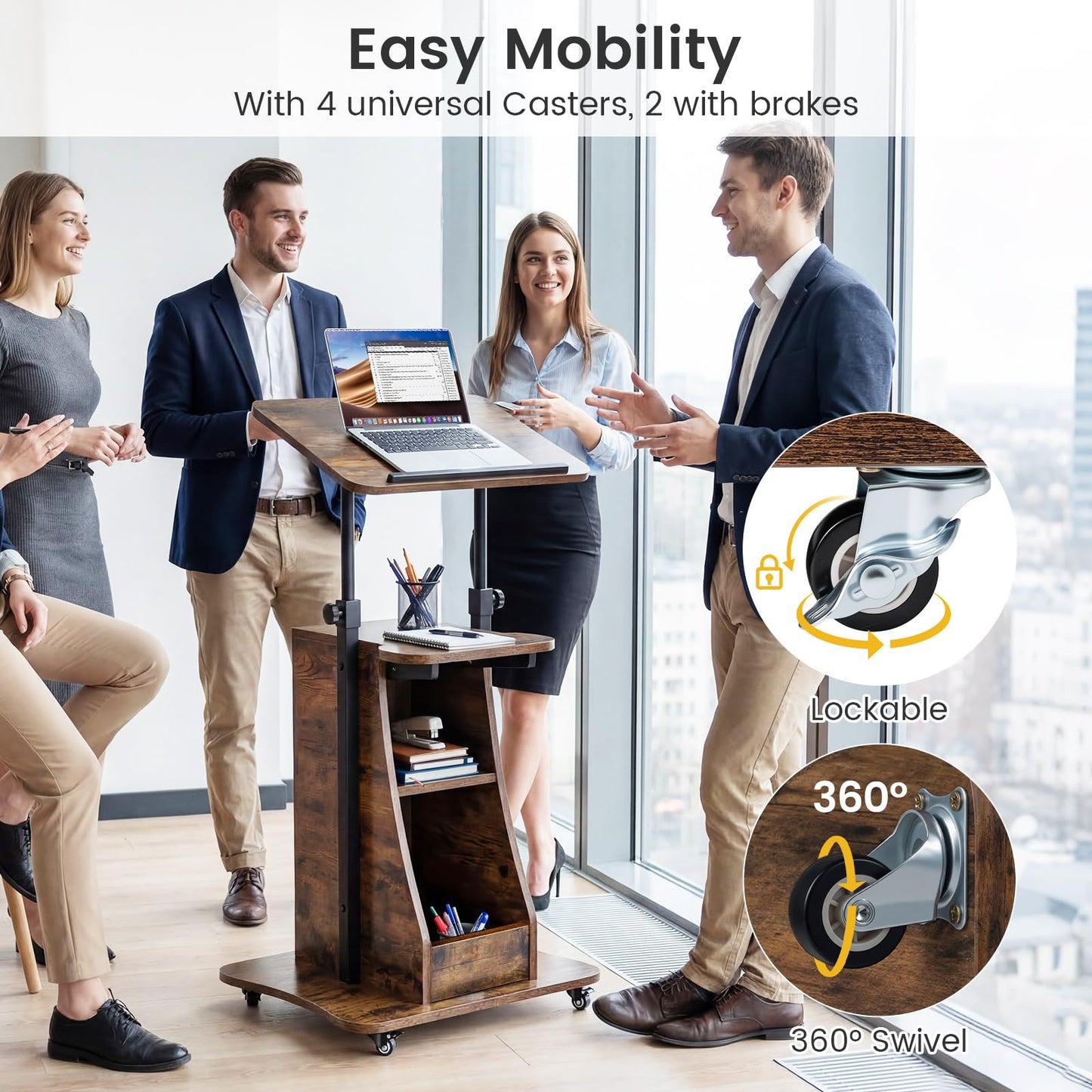 Tangkula Mobile Lectern Podium for Home Office School