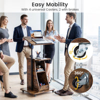 Tangkula Mobile Lectern Podium for Home Office School