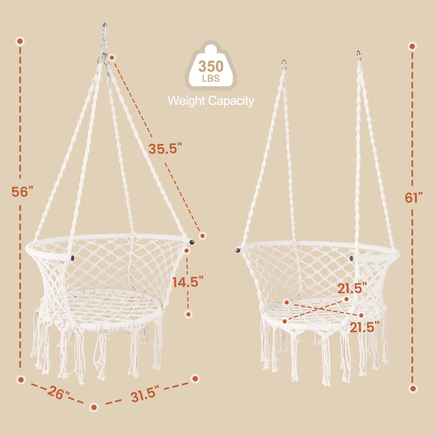 Chaise hamac suspendue Tangkula avec pompons