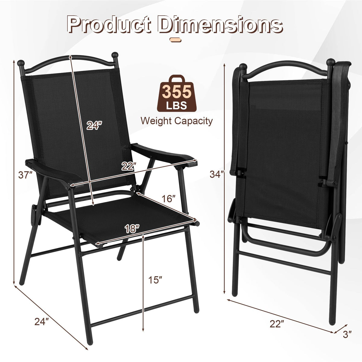 Tangkula Folding Patio Chairs Set of 2/4