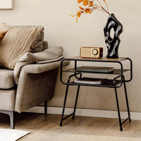 Tangkula Table d'appoint à 3 niveaux avec étagère de rangement
