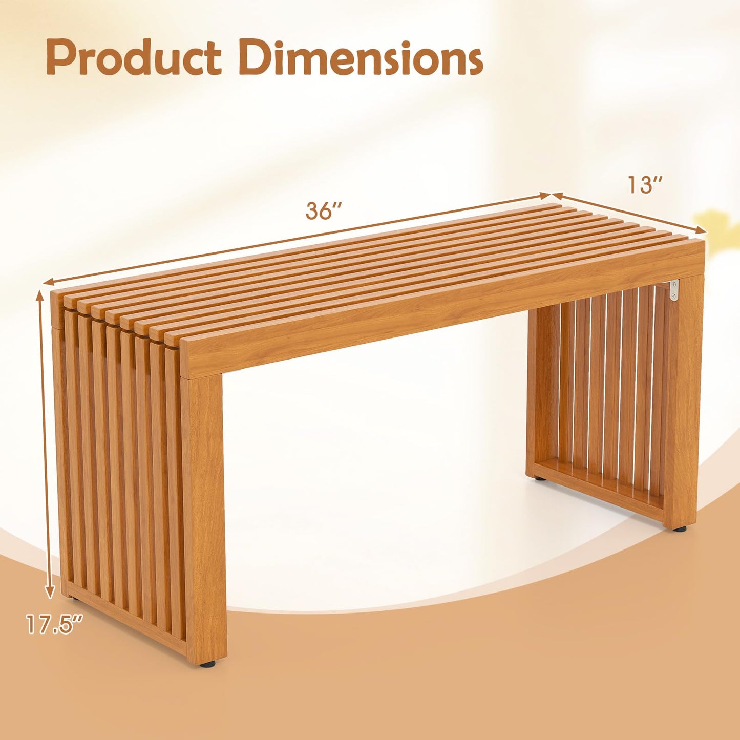 Tangkula 36” Outdoor All Slat Wood Bench for 2 People