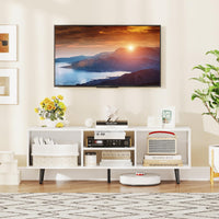 Tangkula White TV Stand for 55-Inch TV 47.5” TV Console Cabinet