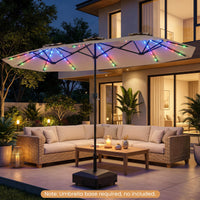 Tangkula 13 Ft Solar Patio Umbrella with Multi-Colored Flowing LED Lights
