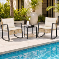 Tangkula 3-Piece Outdoor Rocking Chair Set for Garden
