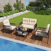 Tangkula Patio Furniture Set PE Rattan Sofa Chairs（4/8）