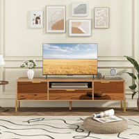 Tangkula Mirrored TV Stand for TV up to 65”, Modern TV Console Table w/Spacious Tabletop