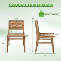 Tangkula Teak Wood Outdoor Dining Chair for Yard & Garden