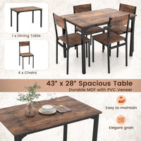Tangkula Dining Table Set for 4, Retro Kitchen Table and Chairs Set for 4