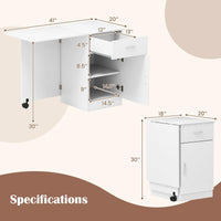 Tangkula Folding Computer Desk with Storage Drawer & Cabinet