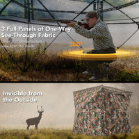Tangkula 3-in-1 Hunting Blind for 2-4 Person, 360 Degree See Through Ground Blind with Skylight