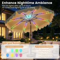 Tangkula 9 FT Solar Patio Umbrella with 104 Color-Changing Flowing LED Lights