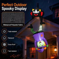 Tangkula 6.2 FT Halloween Hanging Inflatable Witch & Black Cat Decorations
