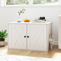 Tangkula Cat Litter Box Enclosure | Hidden Cat Washroom Cabinet with Double Doors