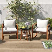 Ensemble de meubles de patio en osier Tangkula 3 pièces avec cadre en bois d'acacia