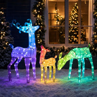 Tangkula 3-Piece RGB Lighted Christmas Deer Family Set with APP Control