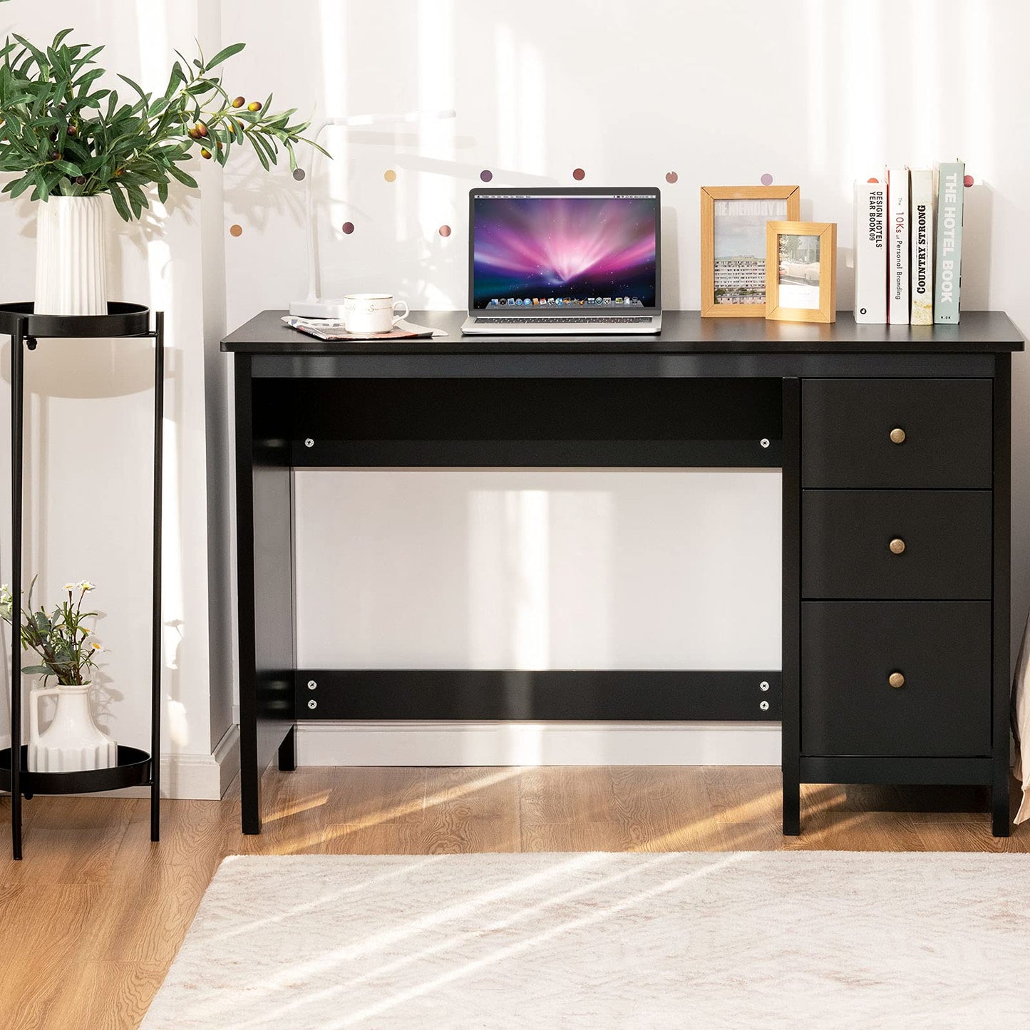 Computer Desk with 3 Storage Drawers, Modern Home Office Desk w/Spacious Desktop