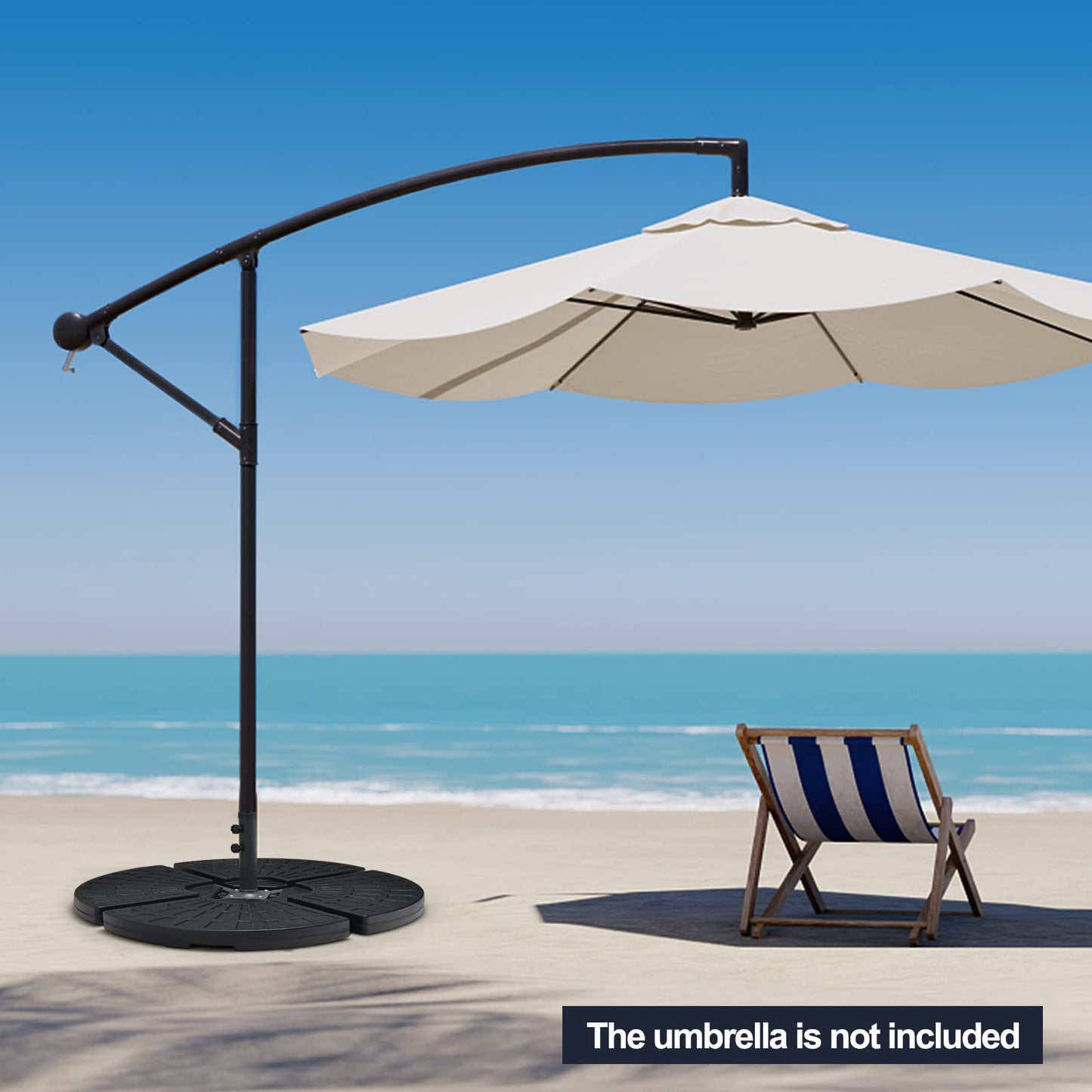Tangkula Pied de parasol déporté 4 pièces 84 kg, base lestable à eau et sable, support de parasol d'extérieur robuste