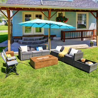 10 Pieces Patio Rattan Conversation Set, Patiojoy Outdoor Wicker Furniture Set