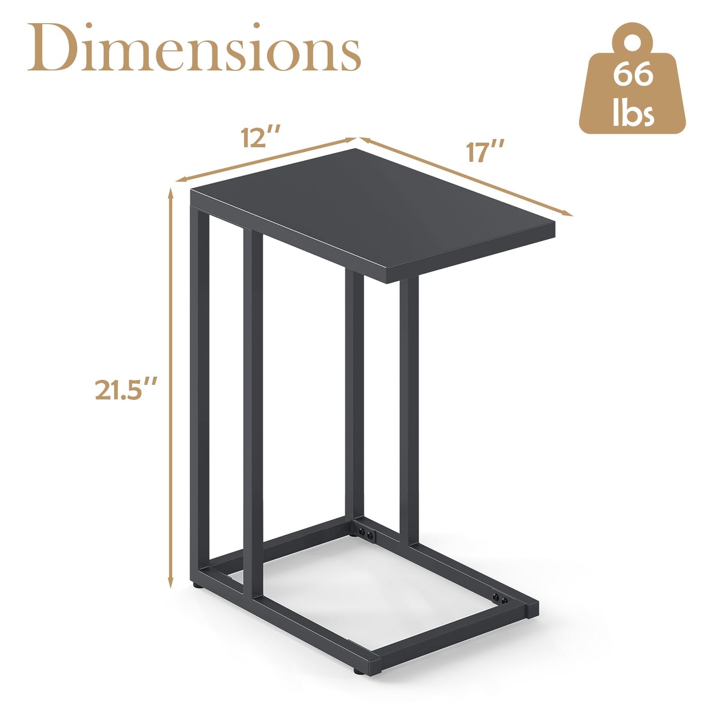 Tangkula C Shaped Side Table for Living Room Bedroom Patio Balcony