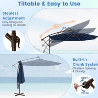 Tangkula 10FT Hanging Offset Umbrella with 32 LED Lights