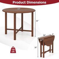 Tangkula 36" Foldable Round Dining Table w/Solid Rubber Wood Legs