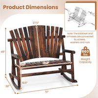 Tangkula 2-Person Wood Outdoor Rocking Chair