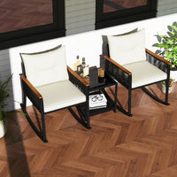 Tangkula 3 Piece Patio Rocking Bistro Set Outside Wicker Rockers