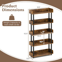 Tangkula 5-Tier Bookshelf Multipurpose Wood Standing Display Rack(1/2)