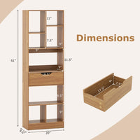 Tangkula 61” Tall Open Bookcase with Drawer 8-Cube Display Storage Cabinet Organizer(1/2)
