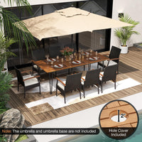 Tangkula 9 Pieces Outdoor Patio Dining Set（Mix Brown）