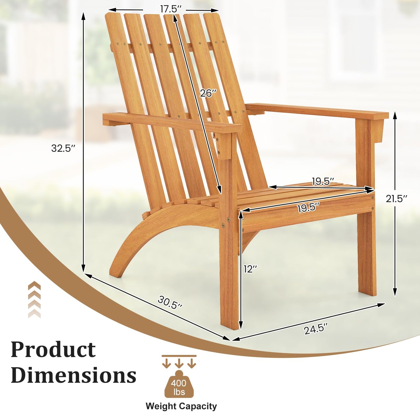 Tangkula Outdoor Adirondack Chair Solid Acacia Wood Fire Pit Chair (1/2/4)
