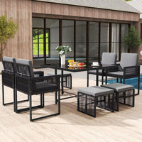 Tangkula 9 Pieces Patio Dining Set with PE Rattan Chairs