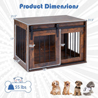Tangkula Farmhouse Wooden Dog Crate Furniture
