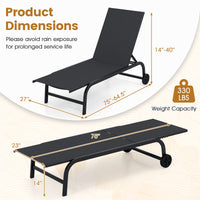 Tangkula Lounge Chair Outdoor with Wheels