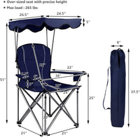 Tangkula Folding Camping Chair, Lightweight Portable Camp Lawn Chair with Adjustable Shade Canopy