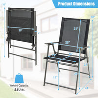 Tangkula Set of 2/4 Patio Folding Chairs, High Back Dining Chairs with Weather-Resistant Fabric