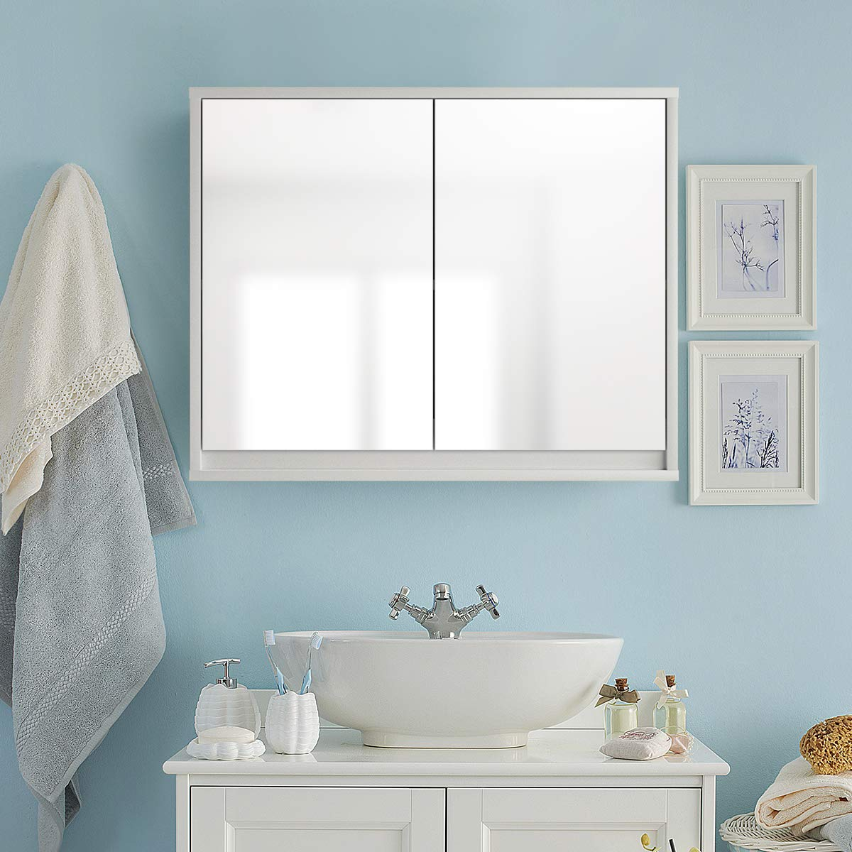 2-Tier Wall-Mounted Storage Cabinet - Tangkula