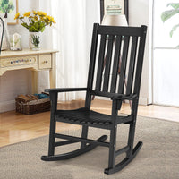 Acacia Wood Porch Rocking Chair, Wooden Rocking Chair Rocker with High Back & Armrest