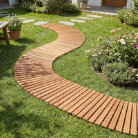Tangkula 7/8 FT Wooden Garden Pathway