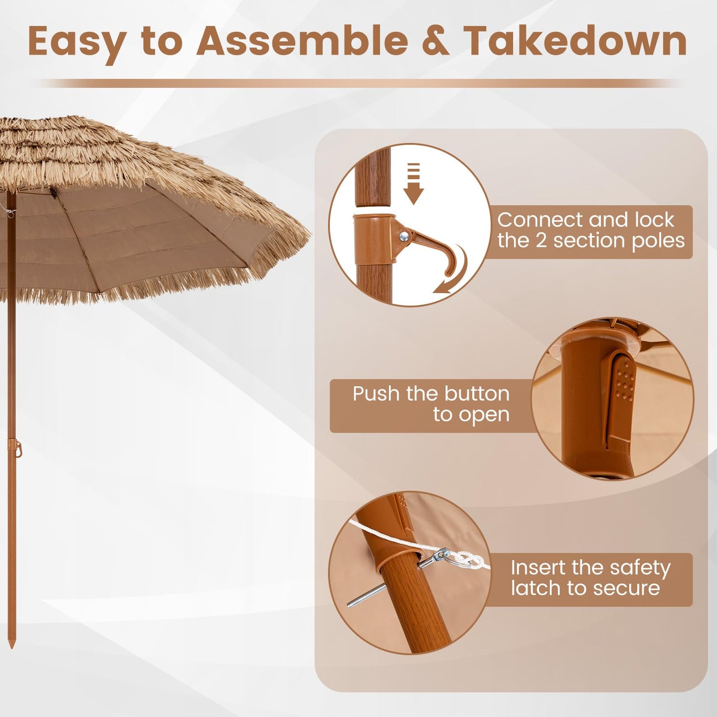 Tangkula 8Ft Tiki Patio Umbrella for Garden