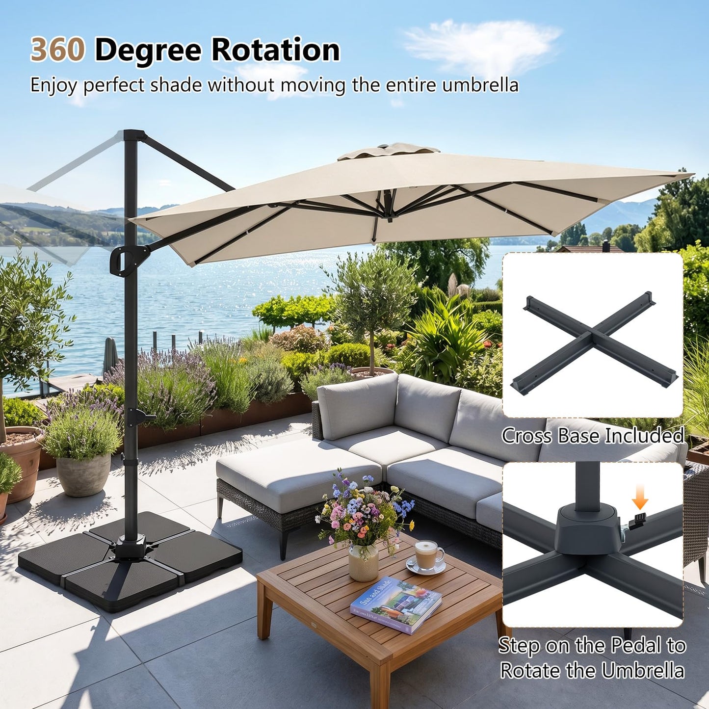 Tangkula 11 x 9 FT Patio Umbrella with Base Included