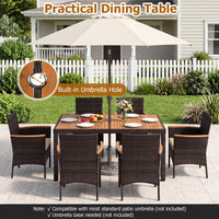 Tangkula Patio Furniture Set with Acacia Wood Table and 6 Stackable Chairs
