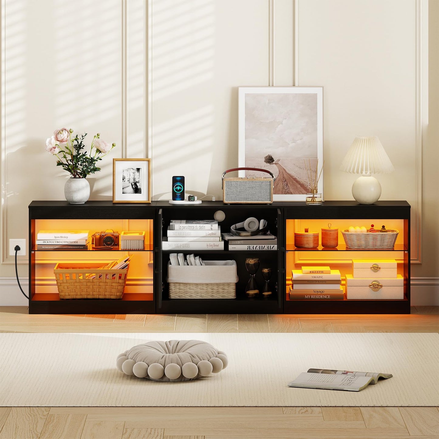 Tangkula LED TV Stand for TVs up to 85 Inches for Living Room