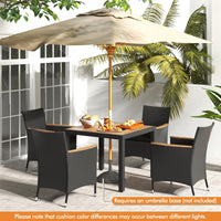 Tangkula 5 Pieces Patio Dining Table Set for 4 with Umbrella Hole