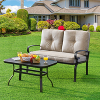 Patio Loveseat with Table Set - Tangkula