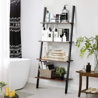 Tangkula Industrial 4-Tier Ladder Shelf, Against The Wall Bookcase for Living Room & Office