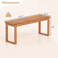 Tangkula 43.5" 2-Person Acacia Wood Outdoor Bench (1/2)