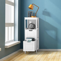 Tangkula Bathroom Floor Cabinet, Multifunctional Wooden Storage Cabinet with 2 Adjustable Drawers