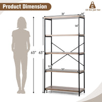 Tangkula 5 Tier Bookcase for Living Room